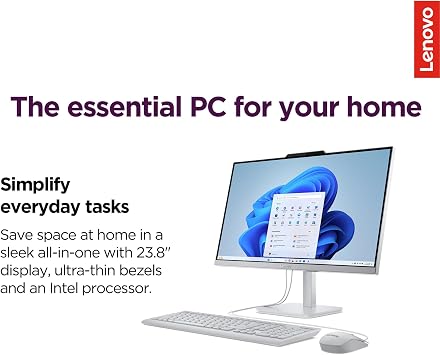 Lenovo 24 FHD All-in-One Desktop Computer with Office 365 for The Web 16GB RAM 1TB Storage (512GB SSD w/ 512GB External) Intel 4-Core Wired Keyboard and Mouse