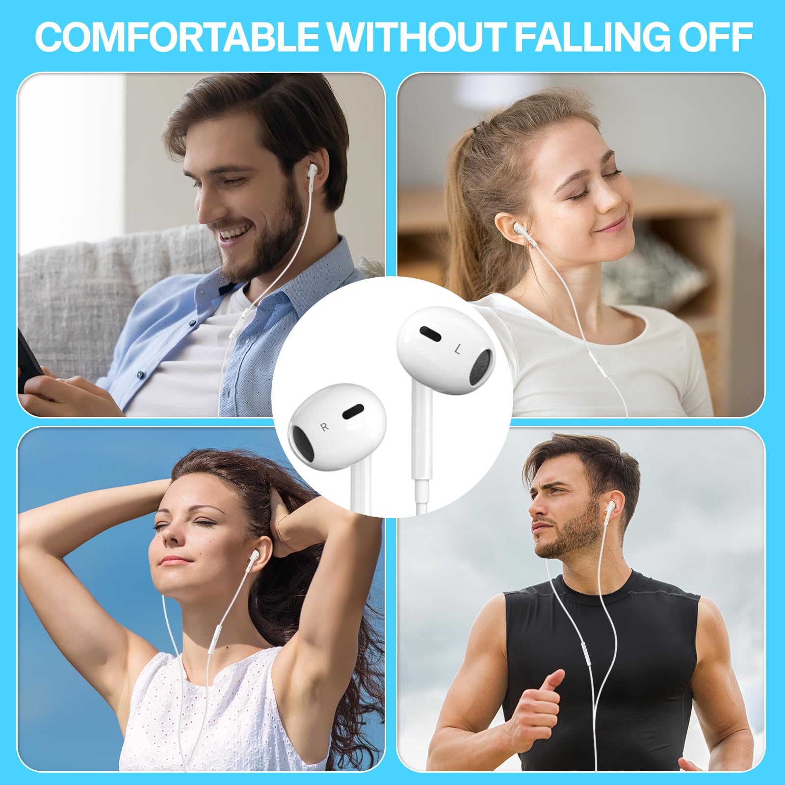 USB C Headphones, Wired In Ear Earbuds with Microphone and Volume Controller, HiFi Stereo Type C Earphones, for iPhone 15/16/17 Pro Max, iPad Pro, Samsung Galaxy S25/S24/S23/S22/S21/A56 Pixel 9/8/7 — view 7