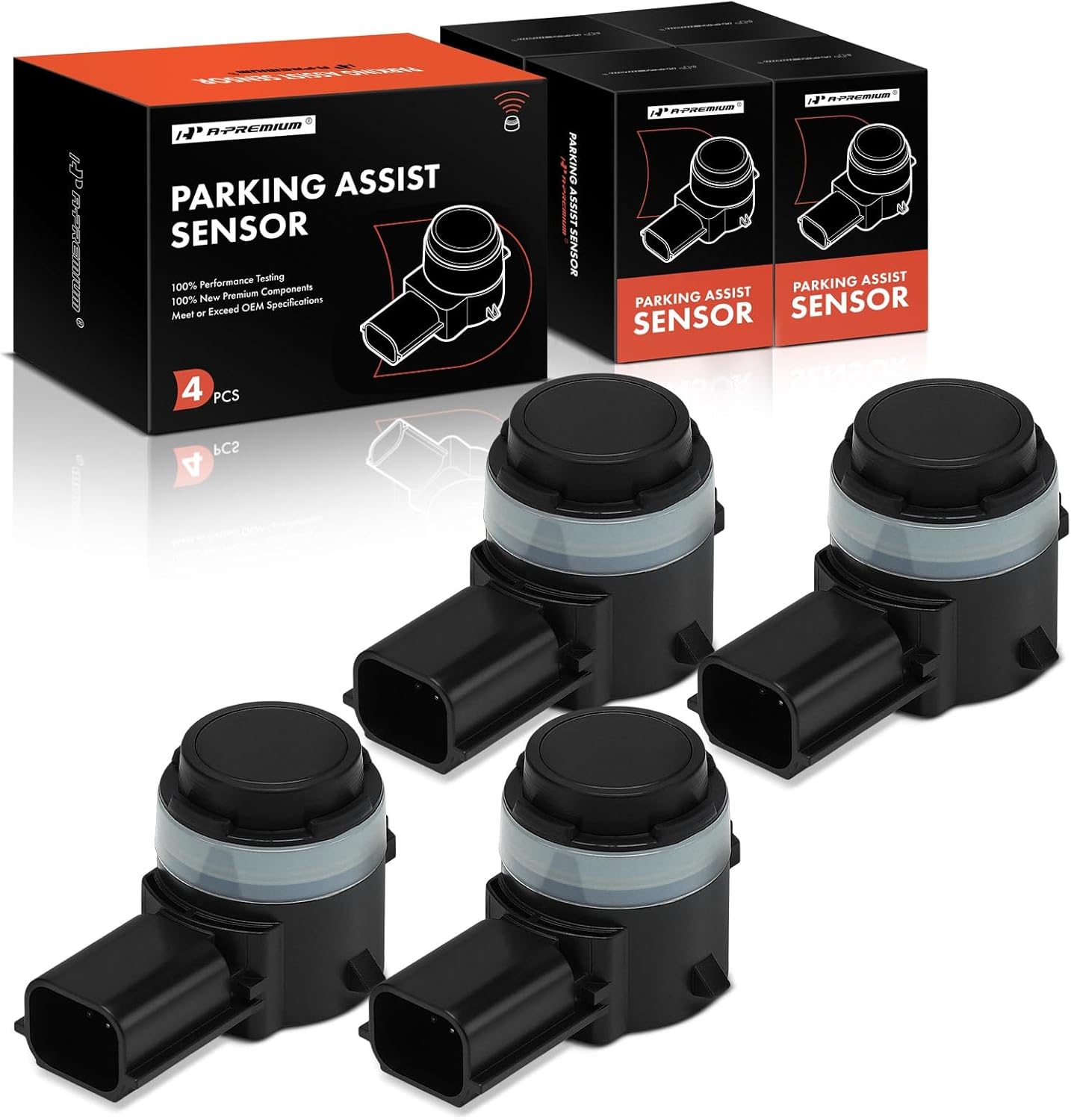 A-Premium 4-PC Front Reverse Backup Parking Assist Sensor Compatible with Ford, Lincoln Models - Explorer 2017-2019, Edge 2019-2024, EcoSport 2018-2022, Nautilus 2019-2023