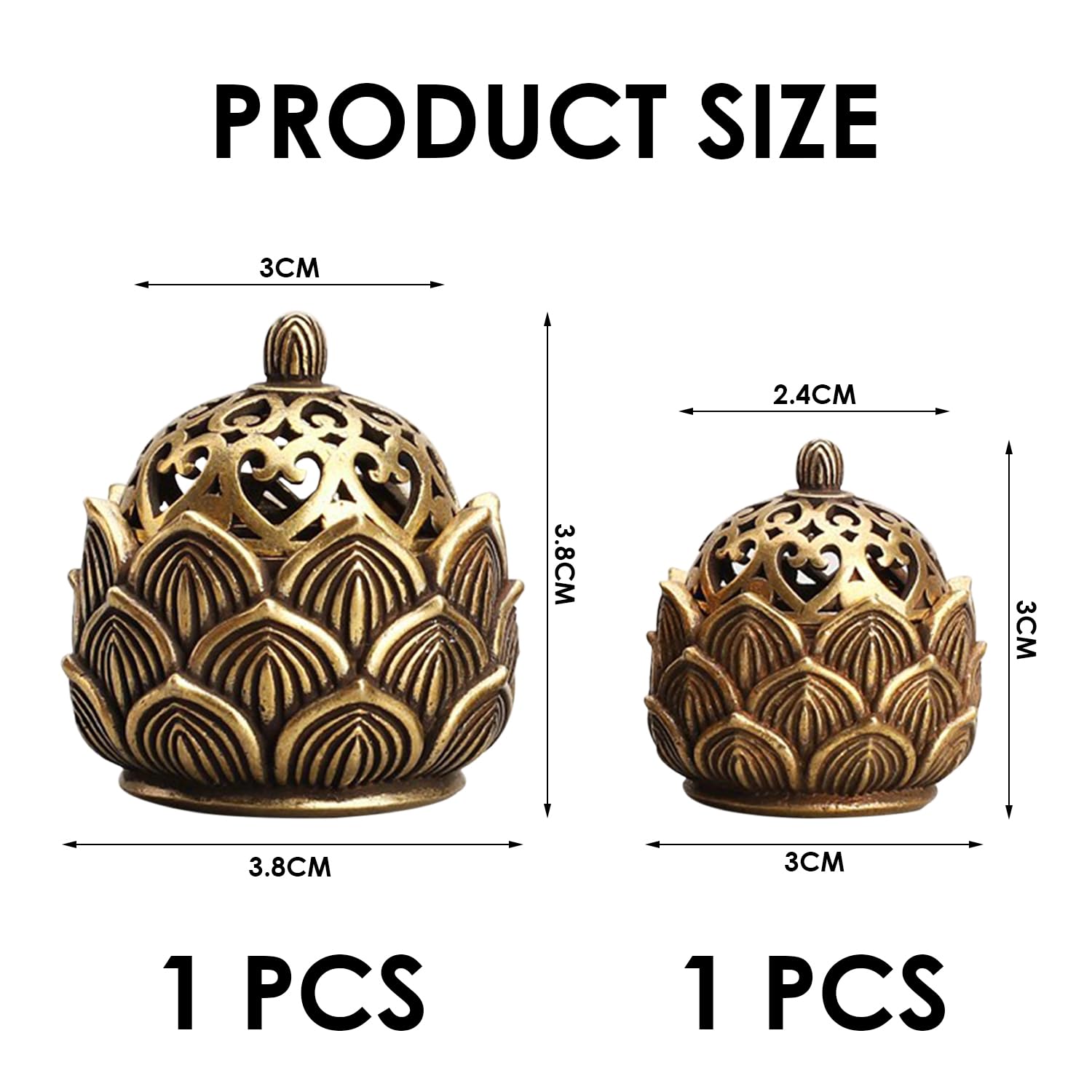 LSYYSL Metal Lotus Incense Burners and Holders - Mini Tabletop Candle Ornaments for Creative Decoration, Ancient Golden Color - Image 2