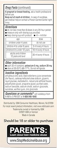 Miniatura 8 de Robitussin Medicamento para la tos y la congestión torácica DM para niños de saúco, alivio de la congestión del pecho y jarabe para la tos, 4 onzas