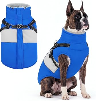 AOFITEE Dog Coat Warm Dog Jacket with Harness Built in Pet Puffer Jacket XS