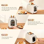 Mecity Retro Toaster 2 Slice, Touch Screen Toaster 120V 825W, Cream Color