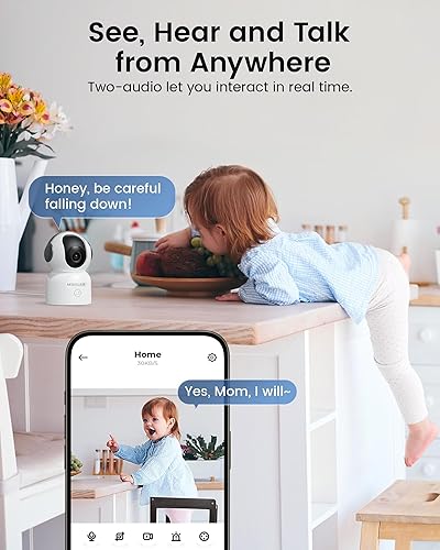 Miniatura 3 de Cámara de seguridad 2K para el hogar, cámaras de seguridad interiores de 360 con detección de movimiento y llamada de un solo toque, visión nocturna