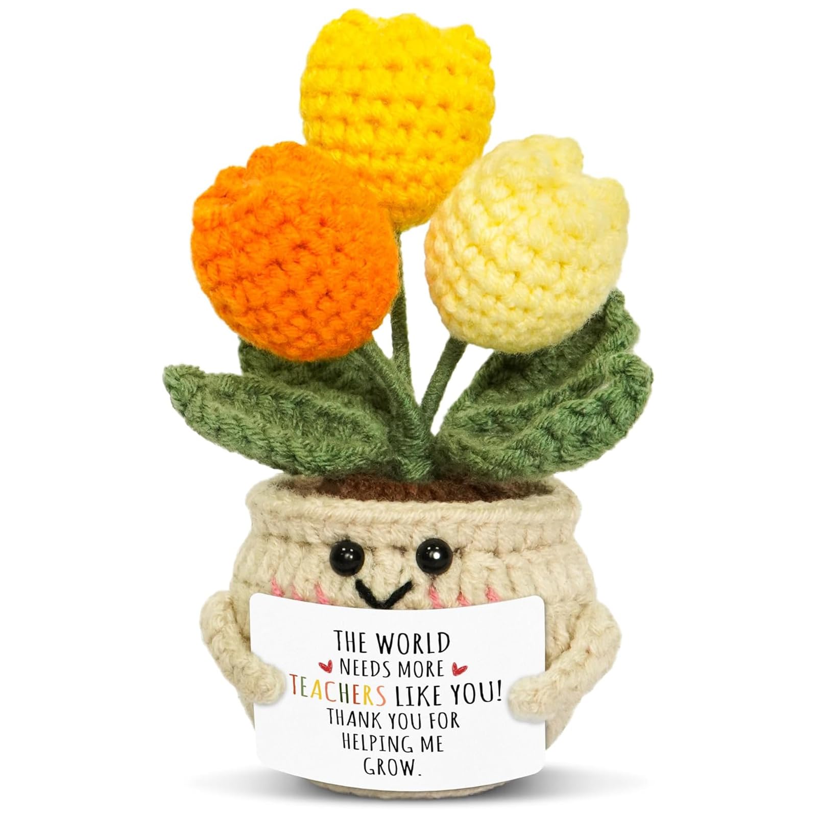 Yunvisty Women's Graduation Dcorations Teacher Gifts Handmade Positive Tulip Crochet Flowers With Message Card Teacher Appreciation Gifts Graduation Birthday School End Of Year Gift For Teachers From Student