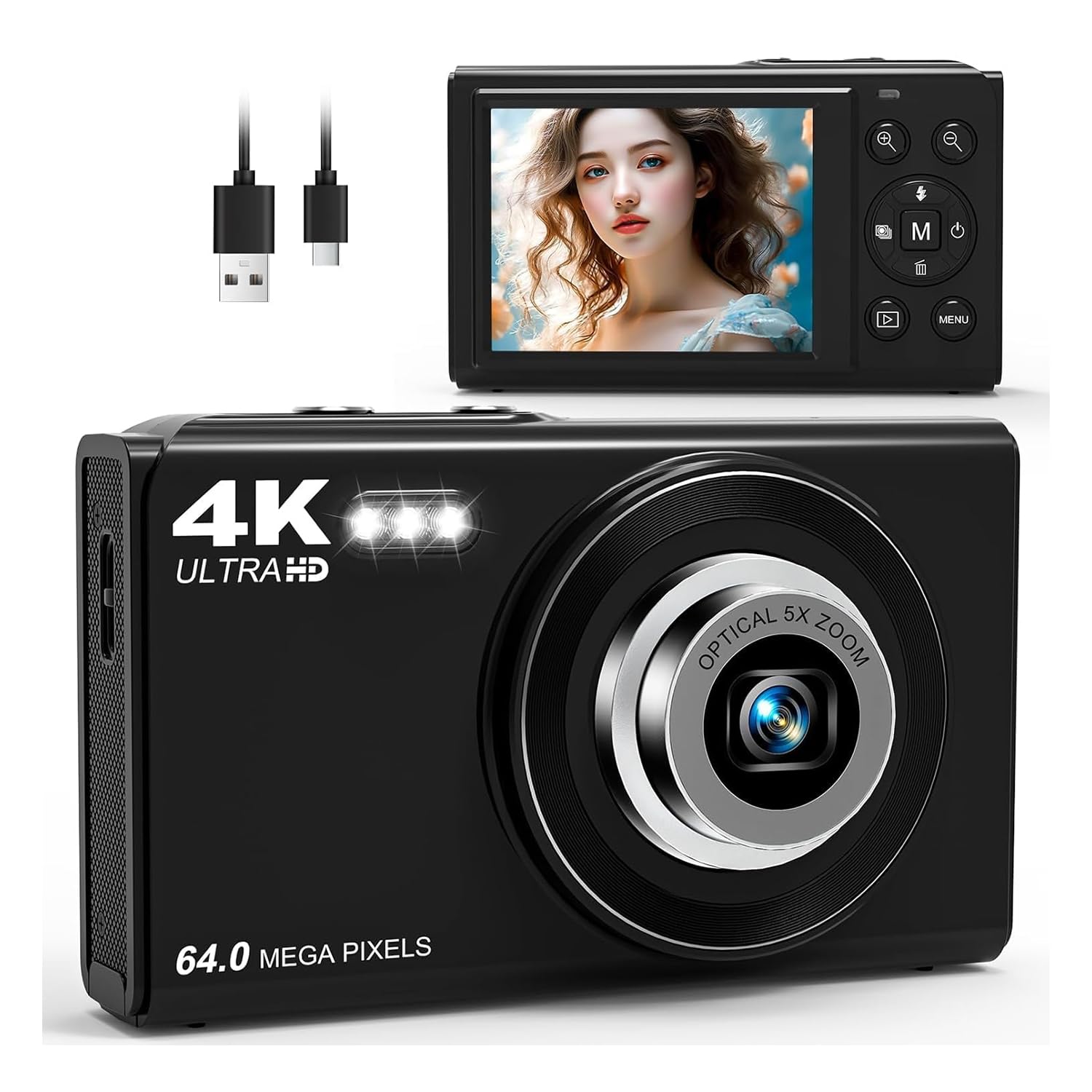 Digital Camera for Photography, 4K, 64MP Camera for YouTube& Vlogging, 5X Optical Zoom Compact Vlog Travel Camera with WiFi,-image-40