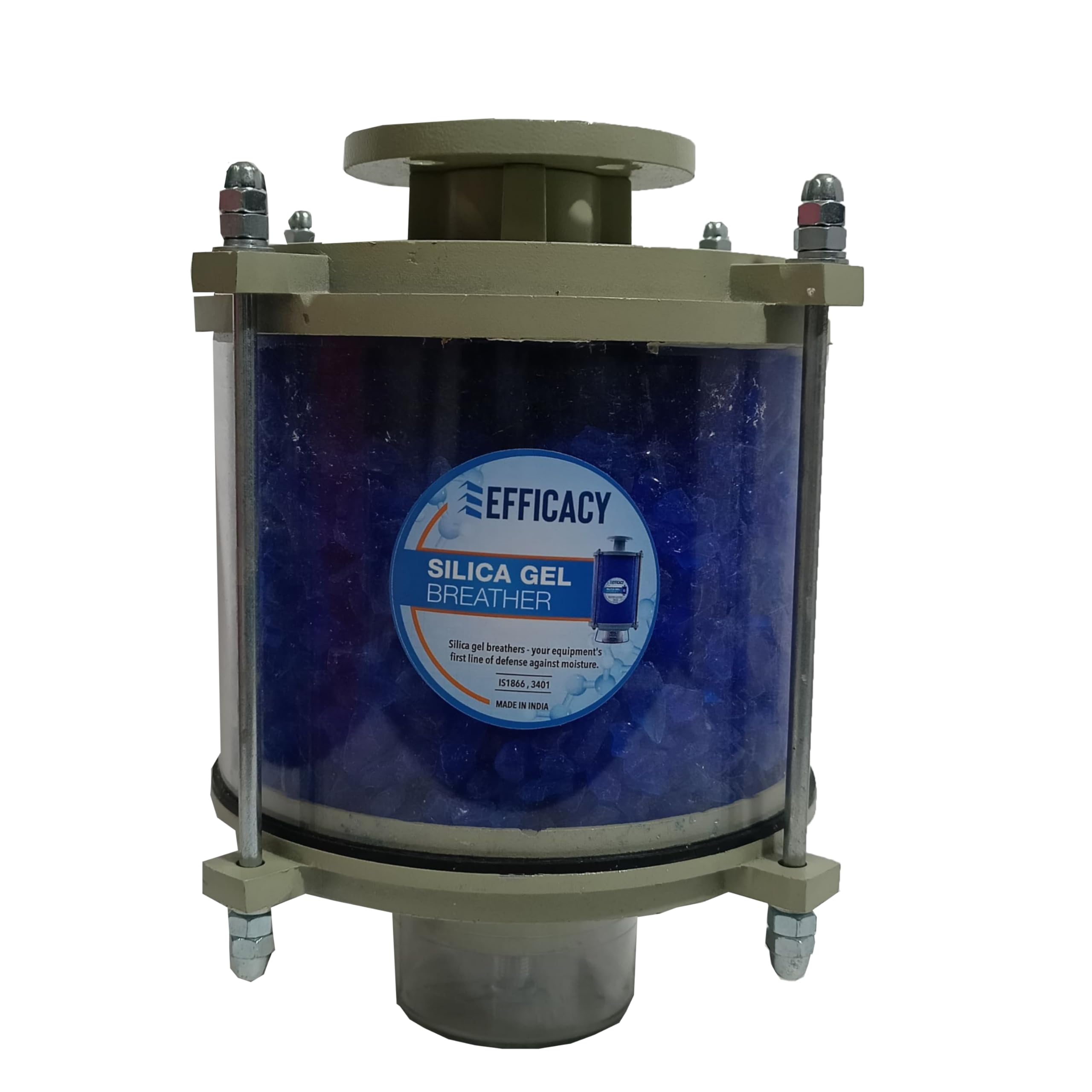Efficacy Crystal Blue Silica Gel Breather/Power Transformer Breather with 1inch(Connector) Top Bottom Aluminum Thread (Size 3 KG)-image-21