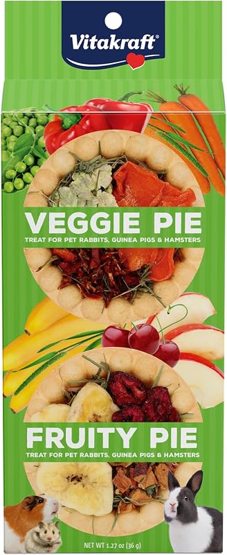 Vitakraft Veggie & Fruity Pie Treat for Pet Rabbits, Guinea Pigs, and Hamsters, 2 Pies,brown,24" x 50", 1.27 Ounce (Pack of 1)