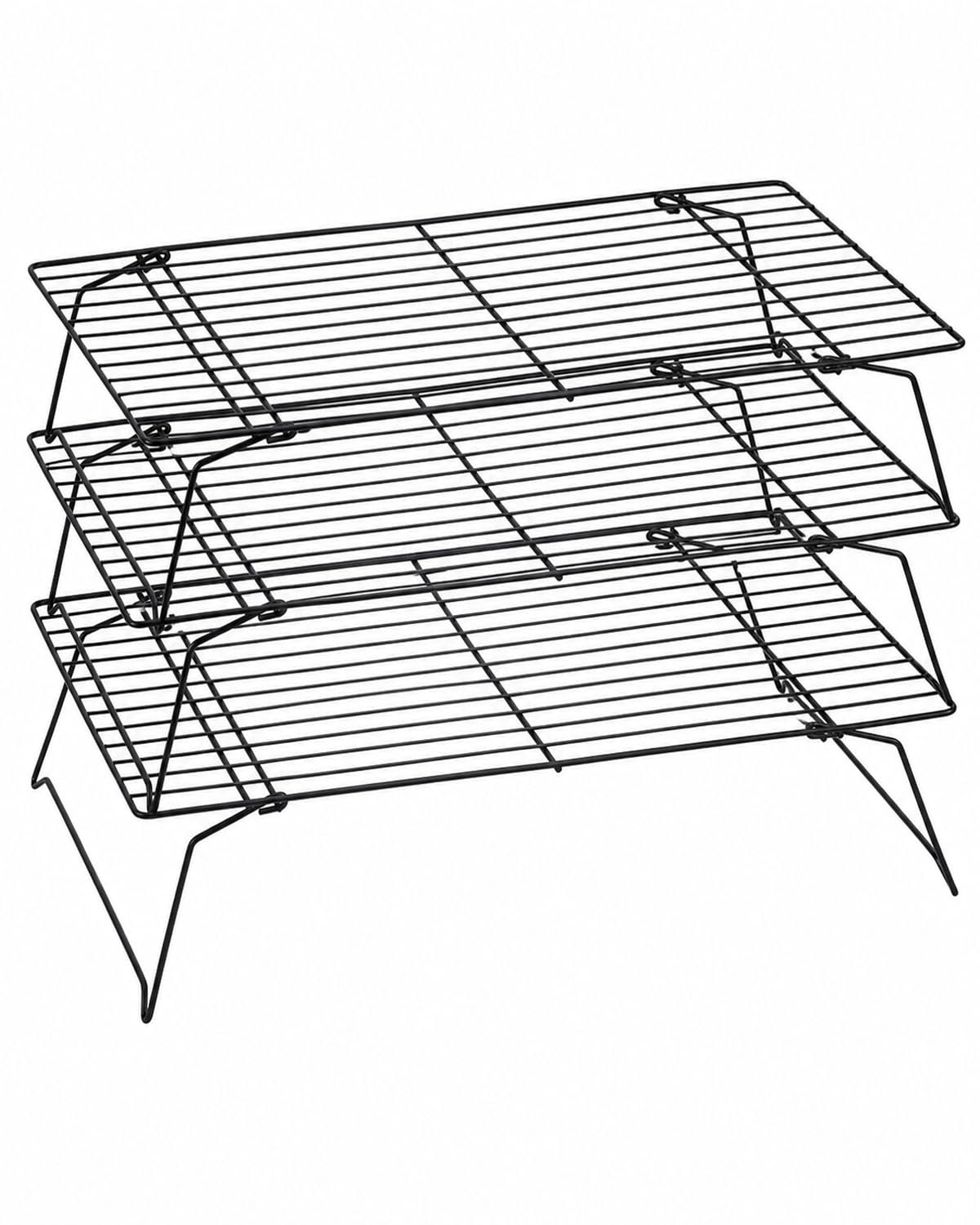 Estante de refrigeración, 1 paquete de 3 niveles apilable estante de refrigeración para horno, estante de alambre para hornear, estante de refrigeración para hornear, estante de refrigeración para