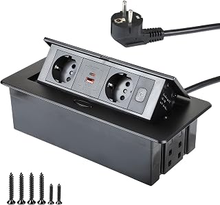 CPROSP 20 W Versenkbare Einbausteckdose mit 2 Steckdosen USB PD+QC3.0