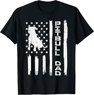 Pitbull Dad Flag Vintage Patriotic Dog Lover Owner Men Gift T-Shirt