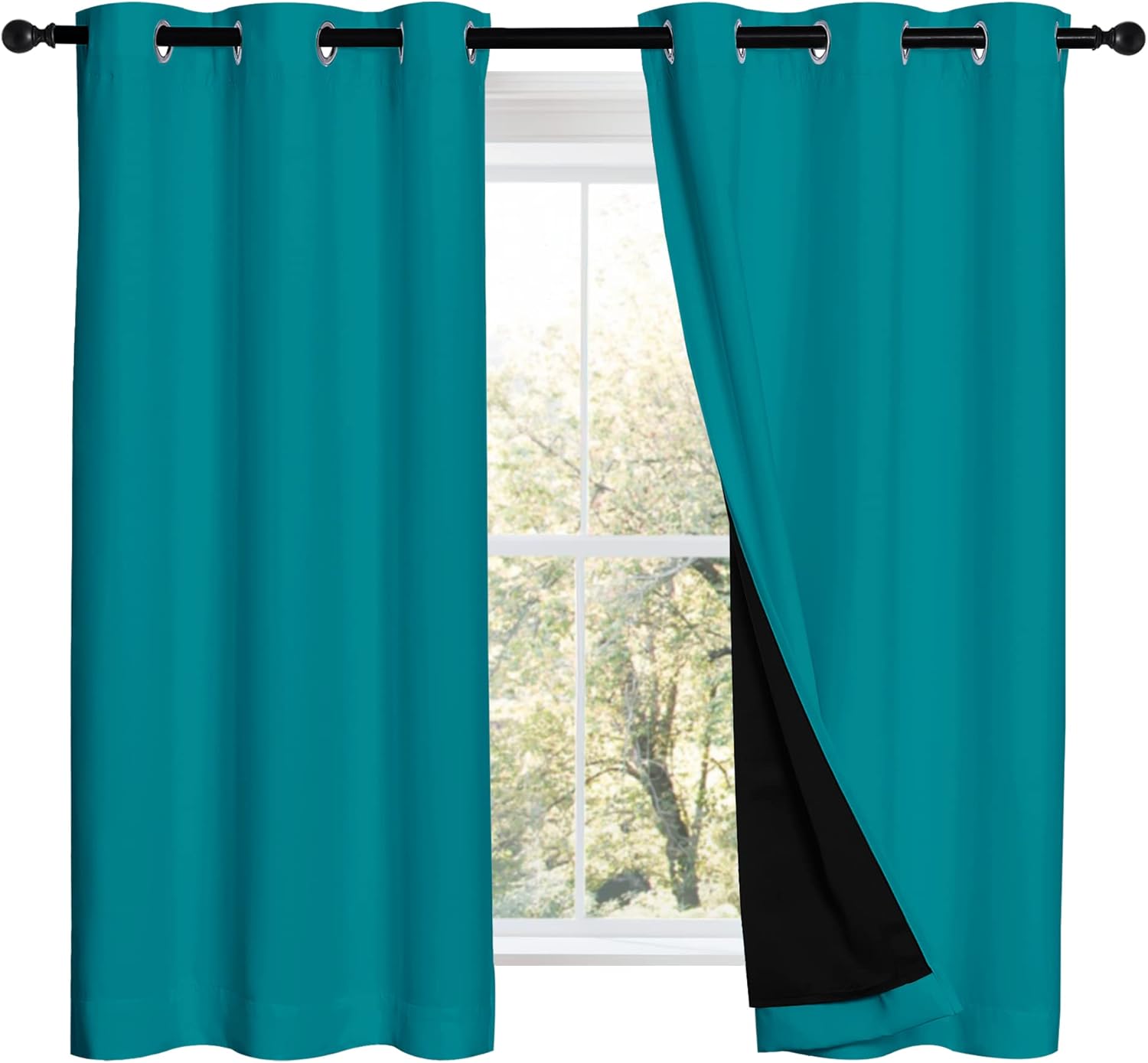 NICETOWN Peacock Teal 100% Blackout Curtains - 2 Panels
