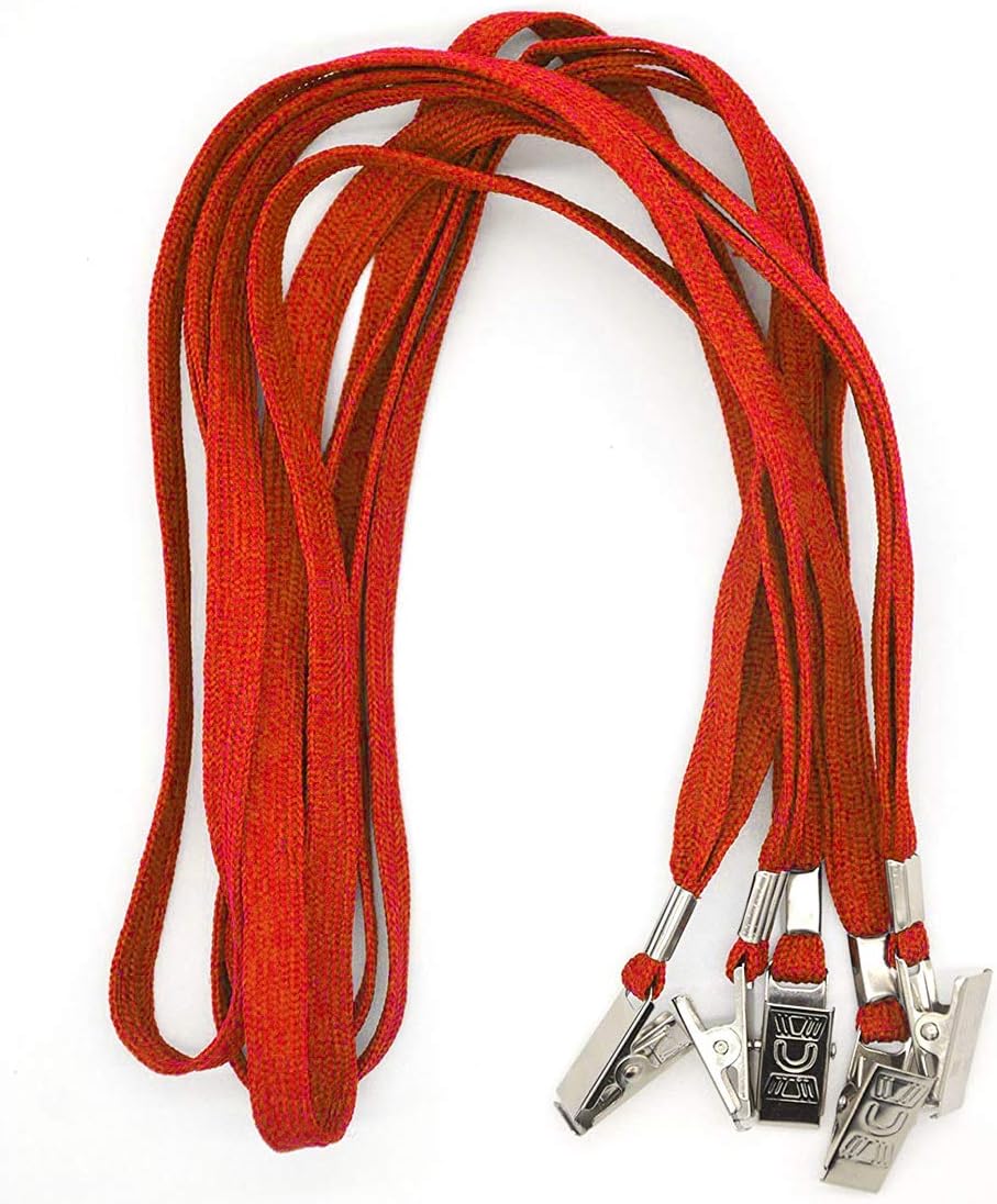 Bird Fiy Red Lanyards 100 Pack Bulk Badge Lanyards with Clip Neck Flat Lanyard with Badge Lanyard Bulldog Clip - Image 3