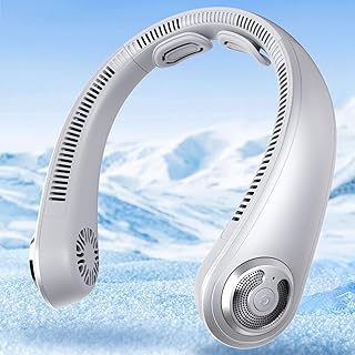 Portable Lightweight Neck Fan Rechargeable, 5 Speeds, Neck Support, USB Personal Bladeless Wearable Cooling Neck Fan for Hot Flashes, Disneyland, Travel, Christmas Gift for Men Women