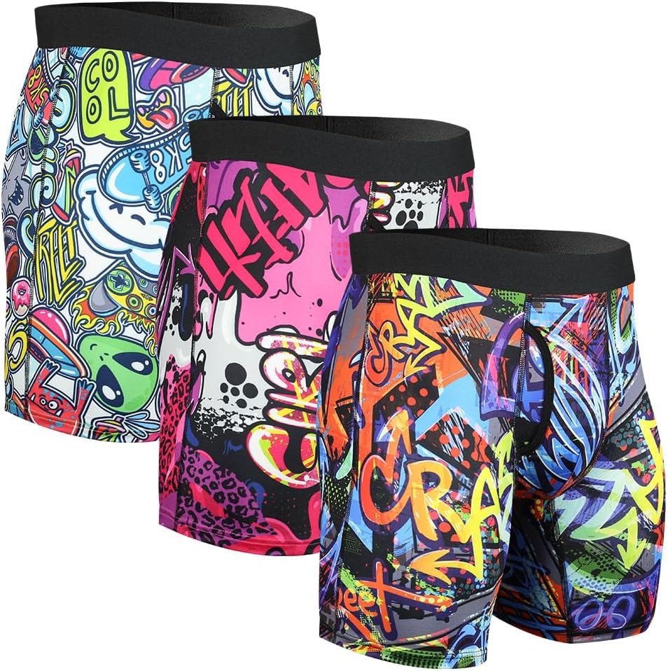 CHUAKIN Mens Athletic Underwear Mens Boxer Briefs Long Leg Trunks Underwear 3 Pack