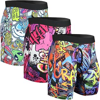 Mens Athletic Underwear Mens Boxer Briefs Long Leg Trunks Underwear 3 Pack