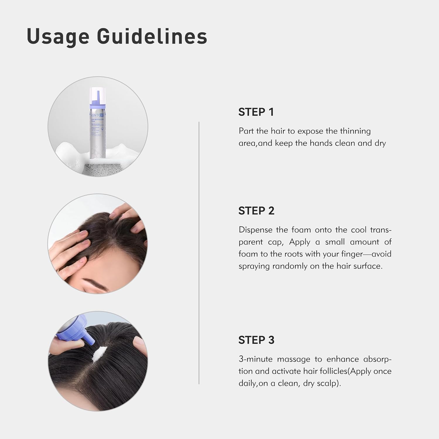 KINTOR 0.9% KX-826 Hair Growth Foam for Women, DHT Blocker Hair Regrowth Products Suitable for Nourish Hair Follicles, Helping Healthy Hair Growth, 60ml
