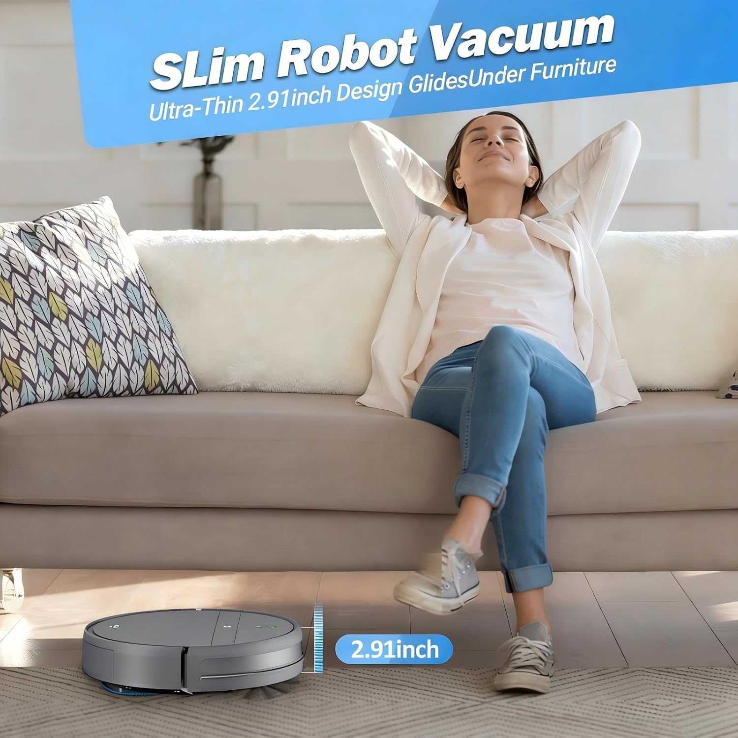 Robot Vacuum and Mop Combo, App/Alexa Control, Smart Robot Vacuum Cleaner, Ultra-Thin, Automatic Recharge Robotic Vacuum Cleaner for Pet Hair/Carpet/Hard Floor
