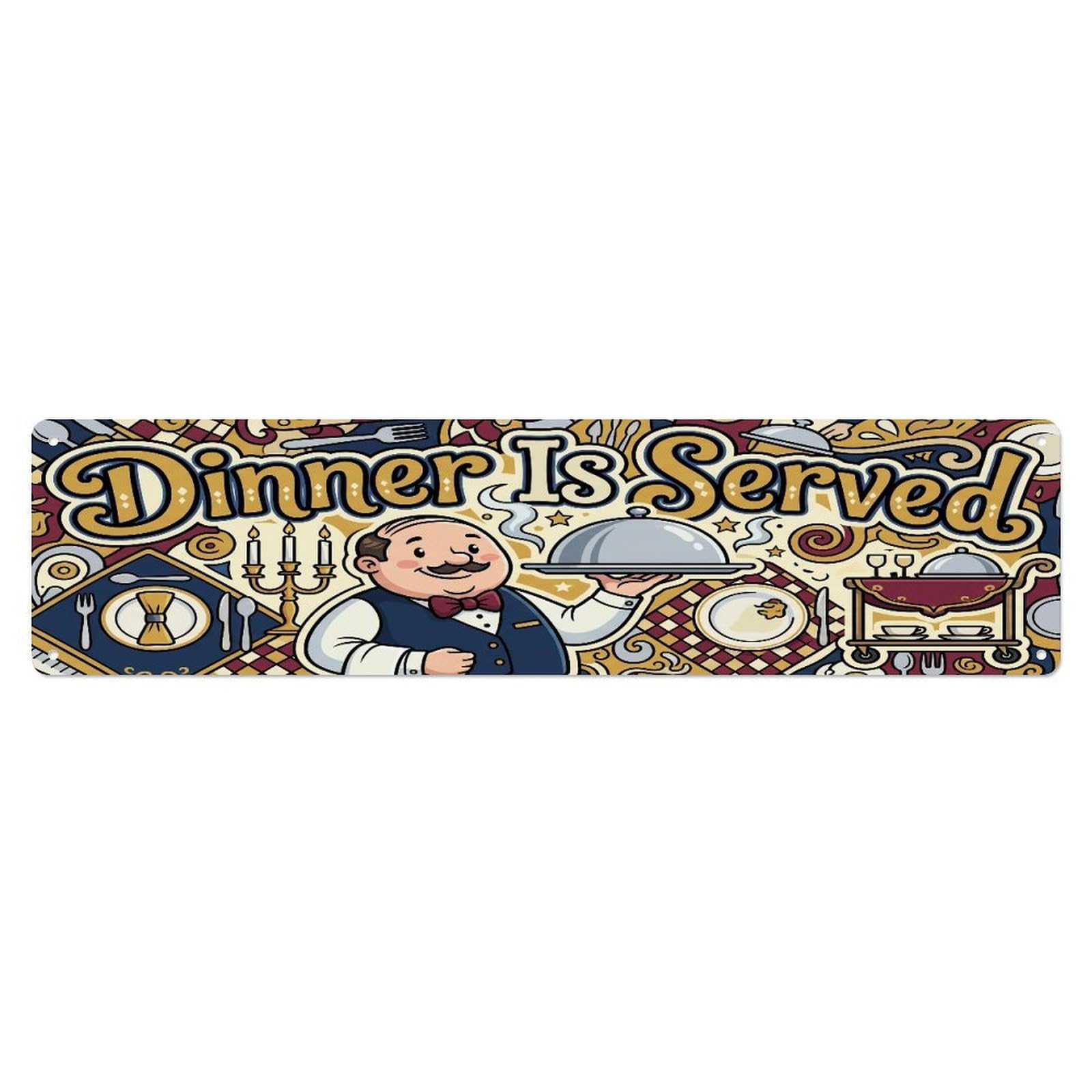 Metal Tin Sign Dinner Is Served Dining Serve