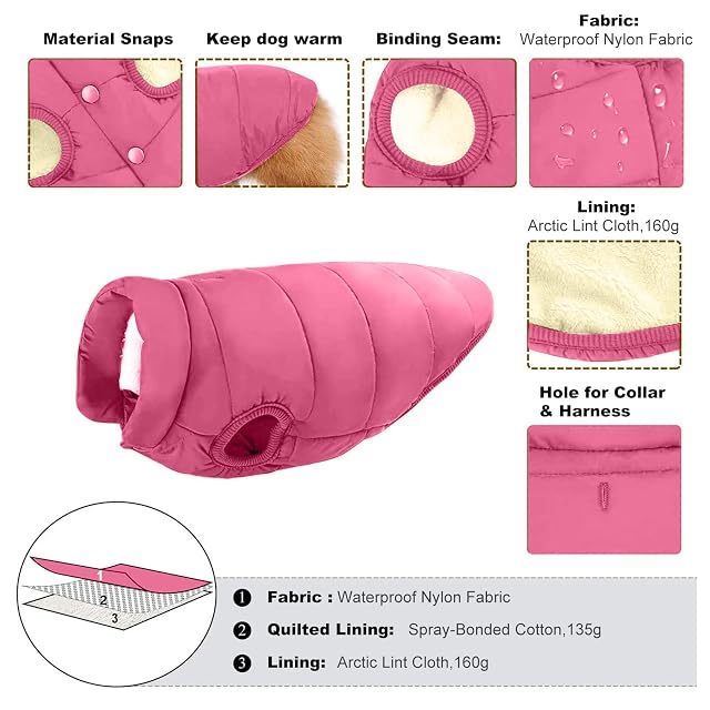 Foto 4 de 7 de PETCUTE Chaqueta para Perros,Chaqueta de Perro con Forro Polar de 2 Capas,A Prueba de Viento Ropa para Perros…