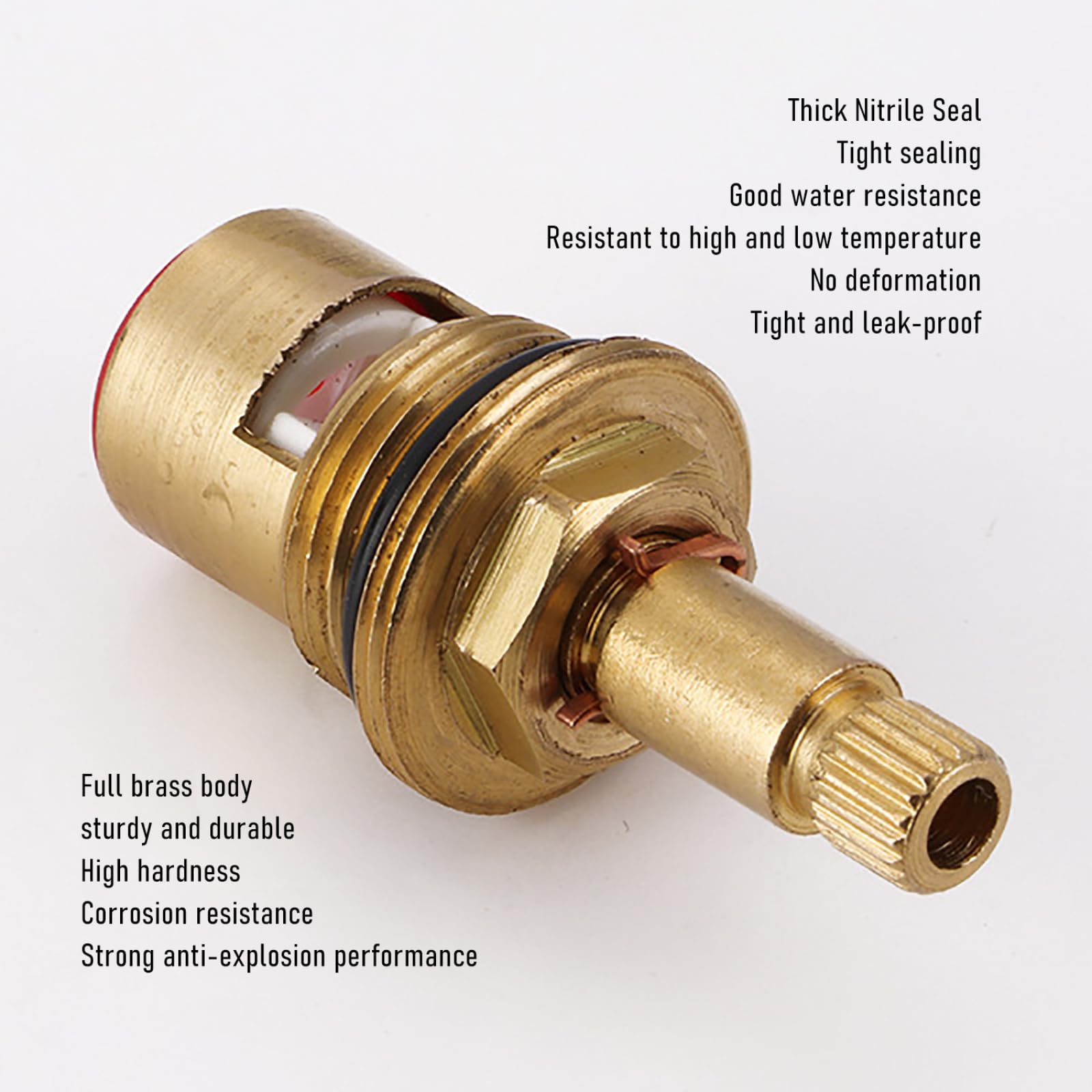 Cartouche de robinet en céramique laiton rouge 1/2" quart de tour de rechange pour robinets de cuisine et de salle de bain – Cartouches de valve en plastique durable, pièces de rechange essentielles