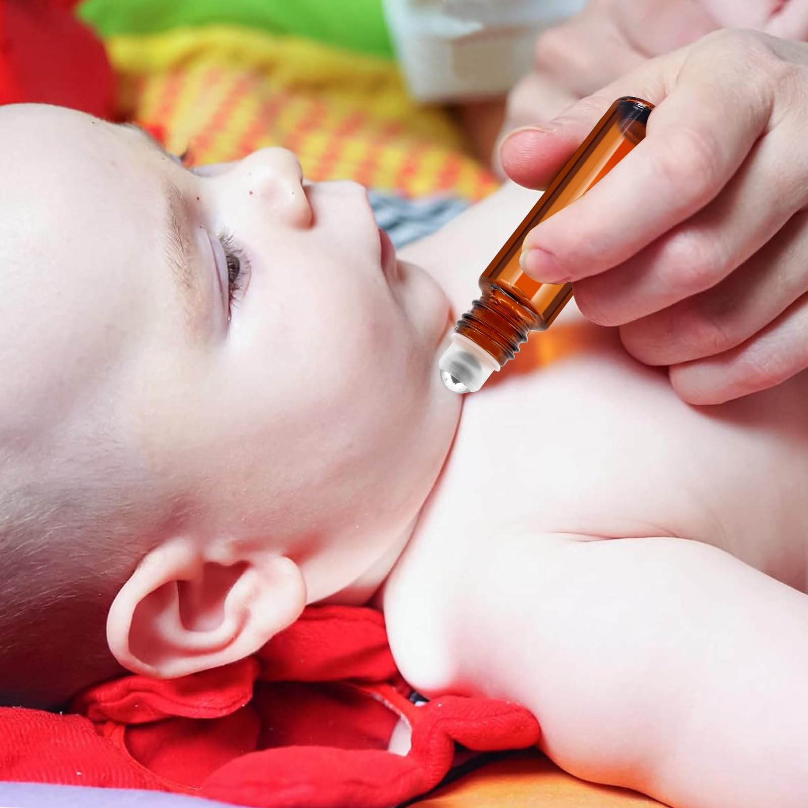 50 bottiglie Roll-On da 10 ml, in vetro ambra, ricaricabili, con sfera in acciaio inox, per oli essenziali, profumi e cosmetici, inclusi 5 tramoggia