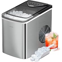 Silonn Countertop Ice Maker Machine, 9 Ice Cubes Ready in 6 Mins, 26 lbs/24 Hrs, Self-Cleaning Portable Ice Maker with Scoop & Basket, 2 Bullet Ice Sizes for Home, Kitchen, Office, Bar, Party