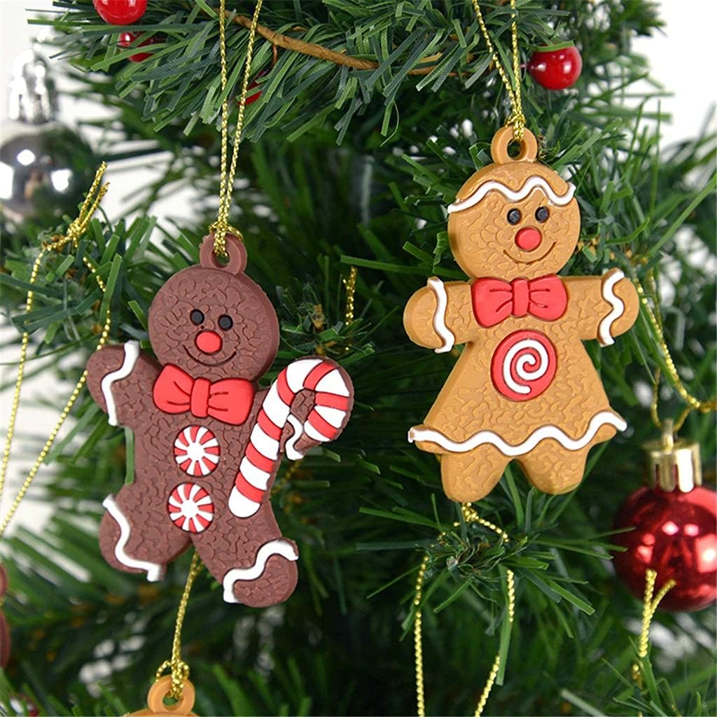 12pcs Gingerbread Man Christmas Tree Ornaments Xmas Home Party Living Room Hanging Decoration Soft PVC Drop Pendant (Color : B Size Shows)