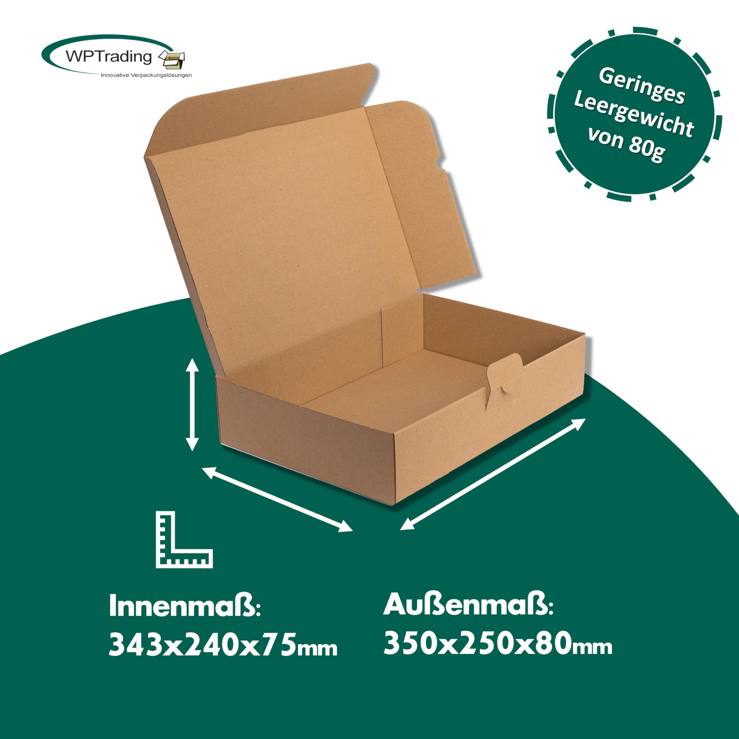 150 Stück DHL Kleinpaket Karton 1-wellig 350 x 250 x 80 mm Wellpappe - Versandkarton & Faltkarton für Warenversendung - Paket 3-fach-Steckverschluss - Versand-Verpackung (Warenpost) klein
