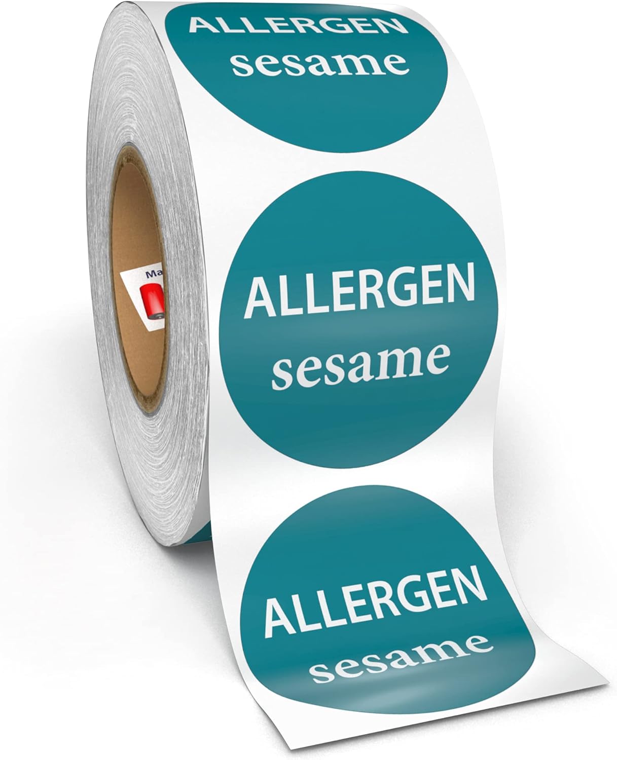 Kenco Allergen Warning Stickers - 1" Circle Label, 1,000 Allergy Warning Labels Per Roll in Universal Allergy Awareness Colorway (12 Pack, Sesame)