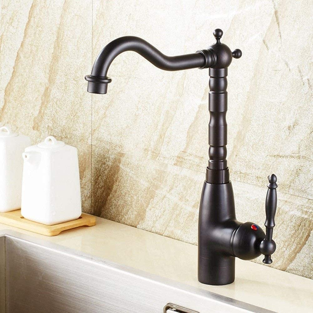 HPTHLY Faucets,Kitchen Taps Black Sink Faucet Bronze Basin Taps With Swivel Spout Color Brass Kitchen Faucet,