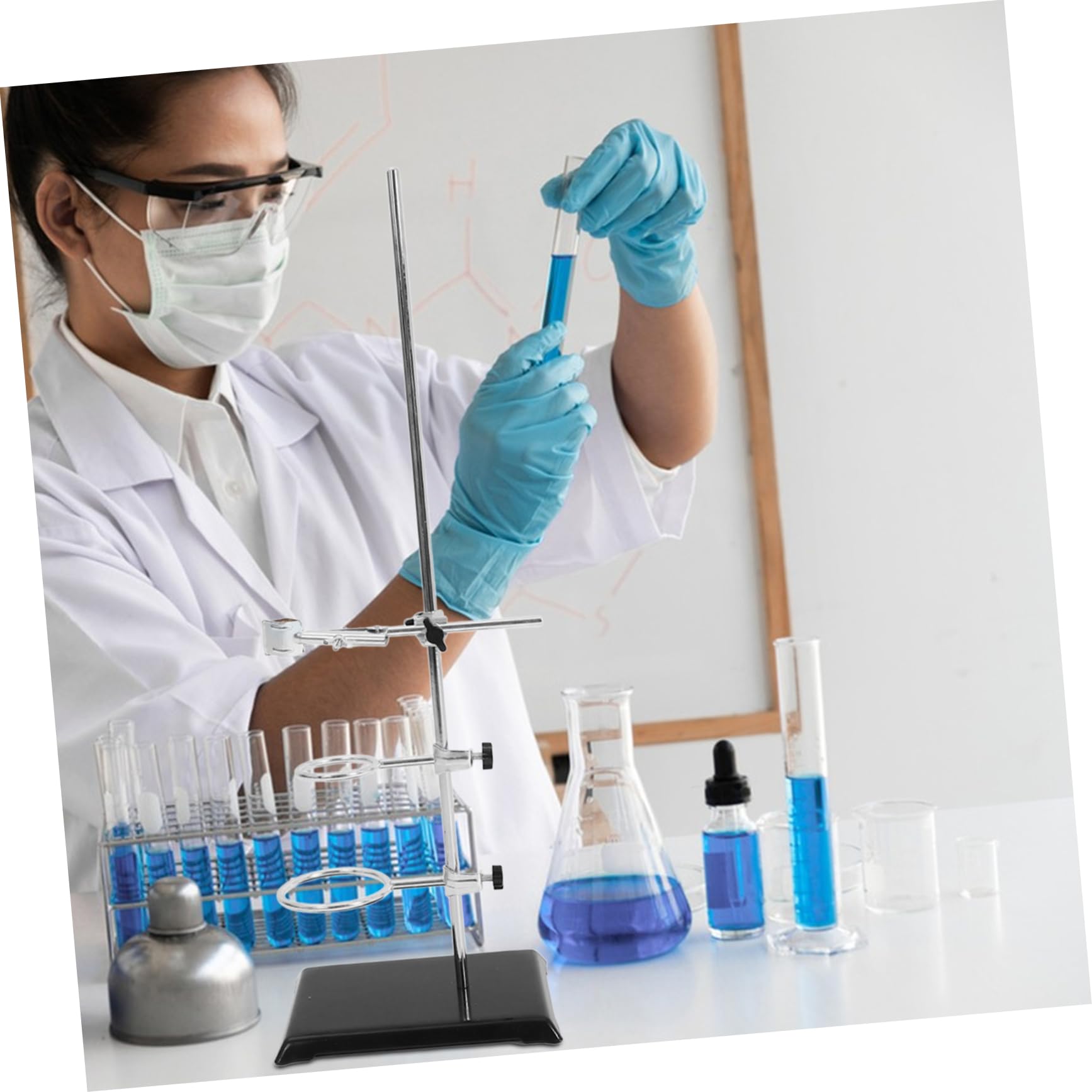 MAGICLULU Laborstativ Klemme Laborständer für Experimente Laborstativ-klemmenset Stabiles Gestell für Chemie und Physikversuche Trichterständer mit Reagenzglasklemme Praktisches Laborgerät
