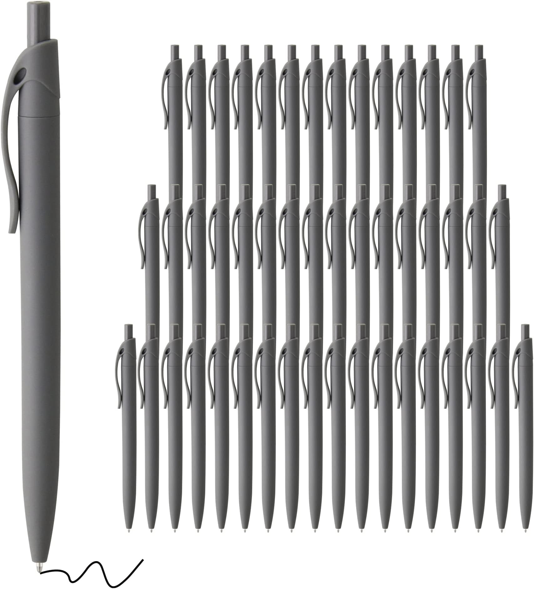 - deegtran Pens Bulk, 50 Pack No Bleed Grey Barrel Black Ink Click Pens, Wholesale Retractable Ballpoint Pens, Pen Medium Point, Smooth black Ink Pen, 1.0MM
