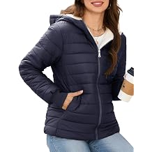 Womens Winter Fleece Lined Jacket Windproof Warm Water-Resistant Puffer Jacket Coat for Commuting