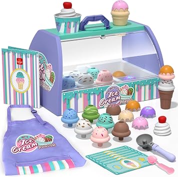 Lehoo Castle Ice Cream Toys for Kids, Ice Cream Toy for Girls and Boys Age 3+, Toy Ice Cream Set, Ice Cream Shop Role Play Kids Toy Food Gift for 3 Year Old Boy or GirlPurple
