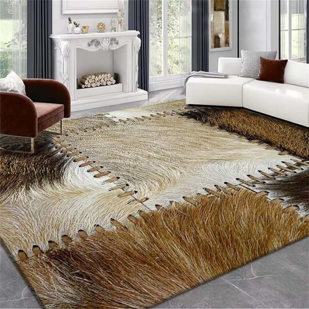 Tapis de salon marron 60x100 cm lavable et résistant pour l'entrée ou le bureau