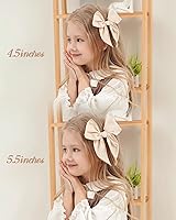 Vista 4 de doboi 20 PCS Lazos Fable de 4.5 Pulgadas Pinzas para el Cabello para Bebés y Niñas Lazos de Algodón y Lino para Niñas Accesorios para el Cabello