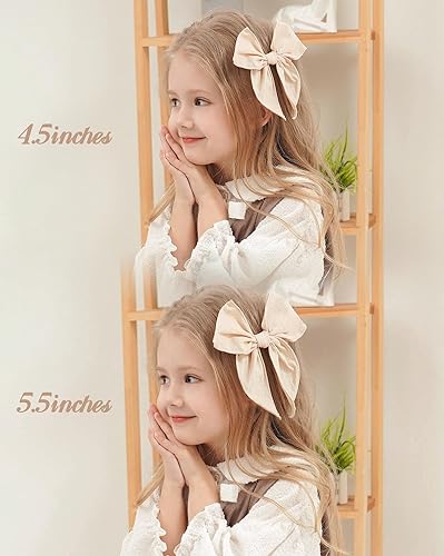 Miniatura 4 de doboi 20 lazos de fábula de 4.5 pulgadas, pinzas para el cabello para bebés y niñas, lazos de lino de algodón para niñas, accesorios para el cabello