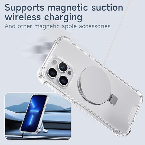 Miniatura 5 de Magsafe - Funda transparente para iPhone 12 y iPhone 12 Pro con soporte magnético, protección militar contra caídas colorida compatible con