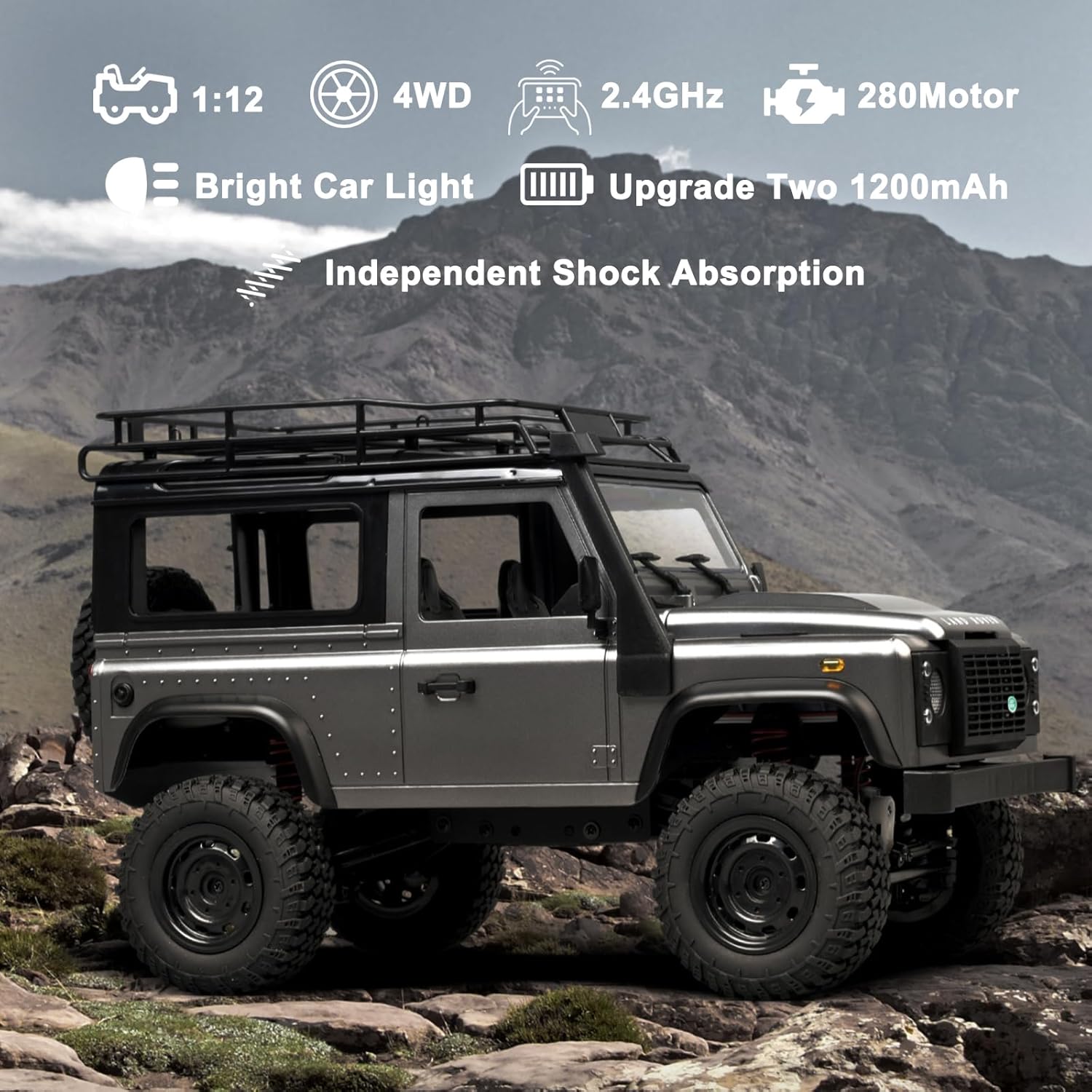 Skymaker MN99S 1/12 Scale Remote Control Car 4x4 Land Rover RC Jeep RTR Rock Crawler with Two 1200mAh Batteries
