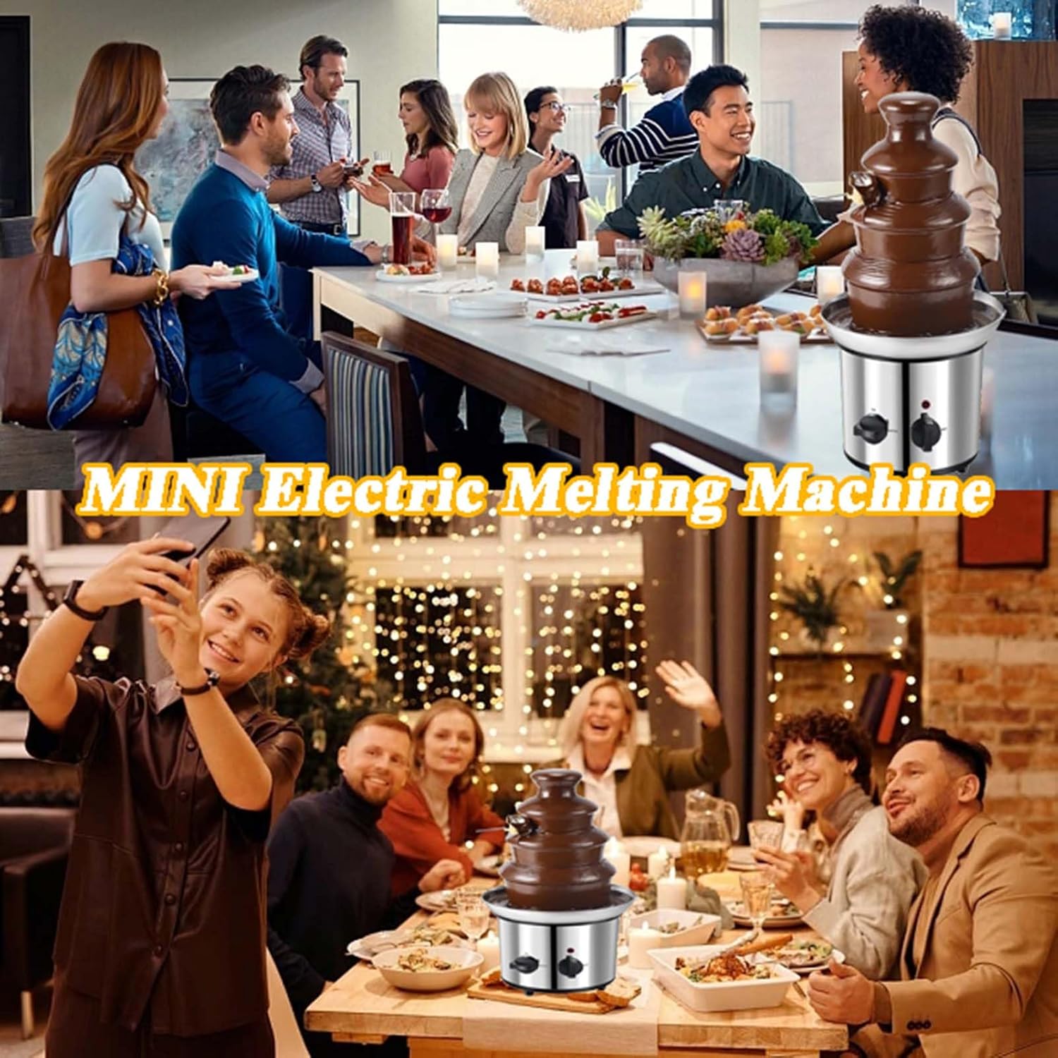 Chocolate Fondue Fountain, Electric Chocolate Melting Machine, Hot Chocolate Fondue Tower, Stainless Steel Cascading Fondue, for Birthday Party Wedding Celebration (7 Tiers) ()
