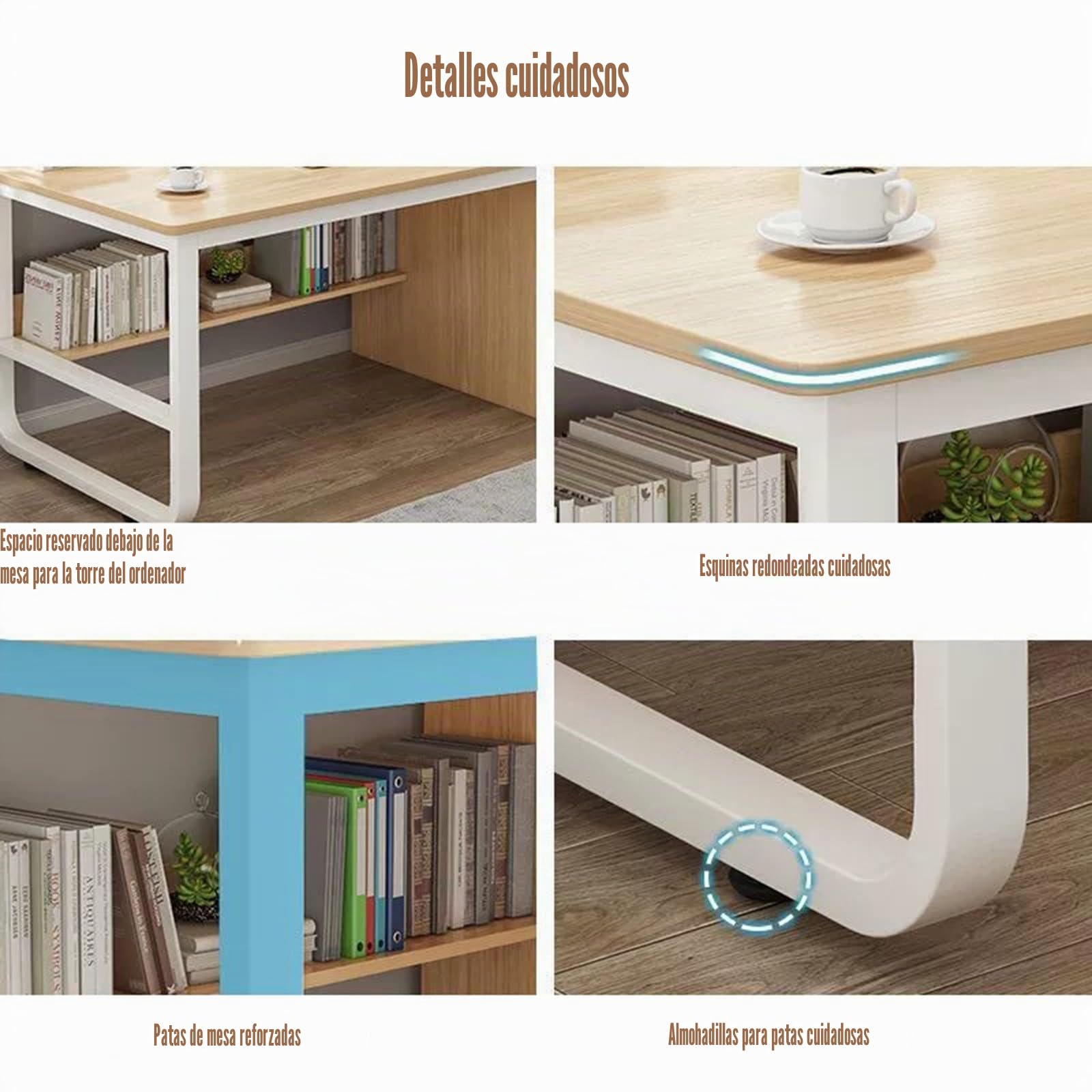 Escritorio De Ordenador Escritorio De Computadora con Compartimentos Y 3 Cajones Estación De Trabajo para Oficina En Casa Escritorio Elegante Y Funcional A,140CM