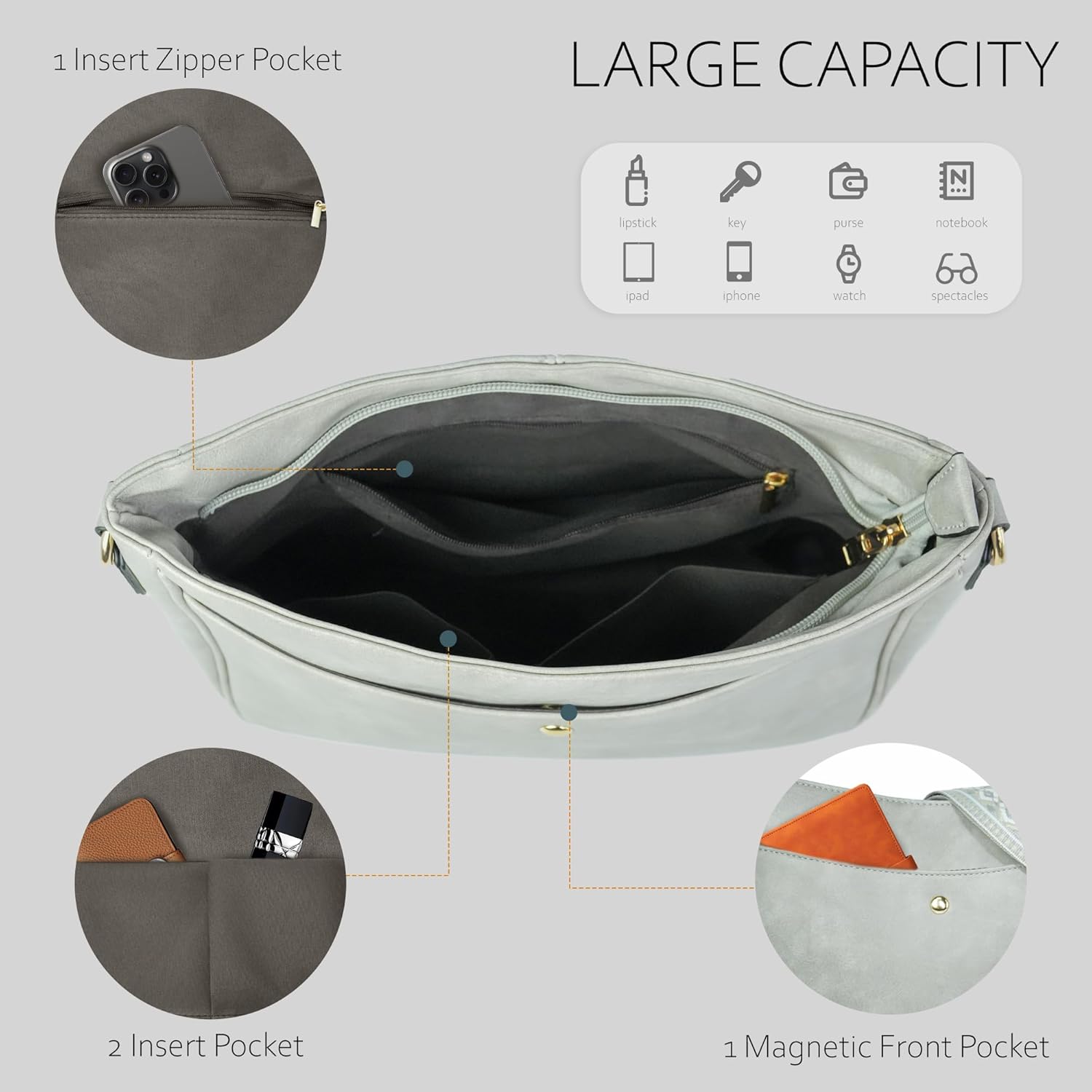 Crossbody Bag for Women Bohemian Vintage Stylish Purse Vegan Leather Shoulder Bag with Adjustable Wide Strap - Image 5