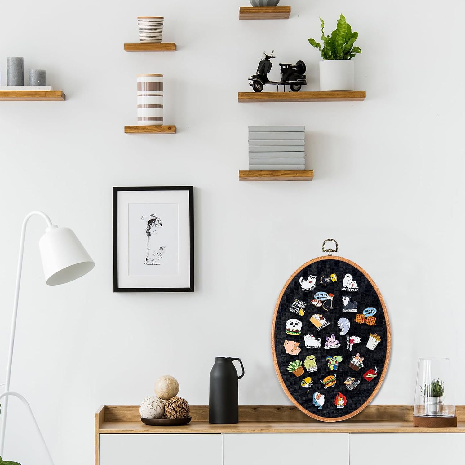 Yalikop 1 Set Pin Display Board Fabric Wall Hanging,Black,11.4" X 8.6"