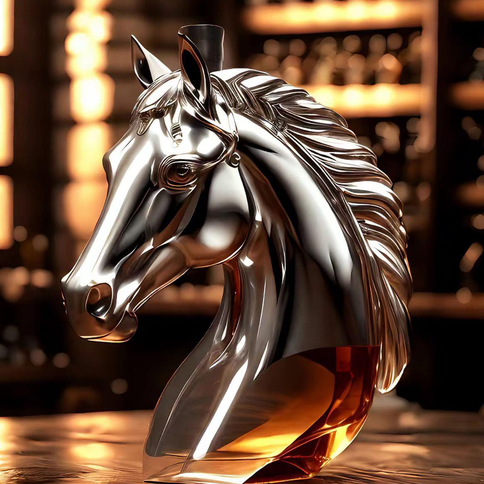 Contenitore Creativo per Whisky Ispirato alla Testa Cavallo, Bottiglia liquore Resistente alla Rottura, Regalo per Appassionati Bourbon, Decanter per Whisky a Forma Testa Cavallo