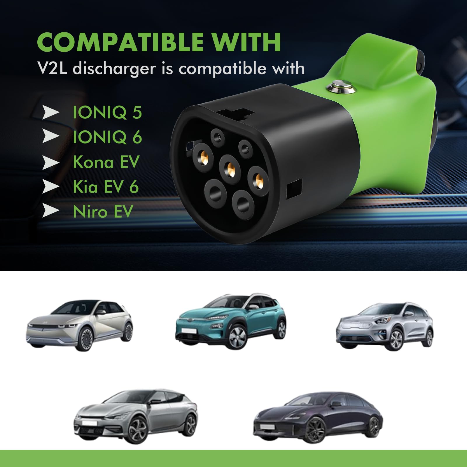 V2L Adapter für Kia & Hyundai EV, 3.5KW 16A 220V Adapter von Fahrzeug zu Last, IP54 Wasserdicht EV Ladegerät Typ2 Entladegerät Nur Kompatibel mit IONIQ 5 IONIQ 6 NIRO EV Kona EV and Kia EV6