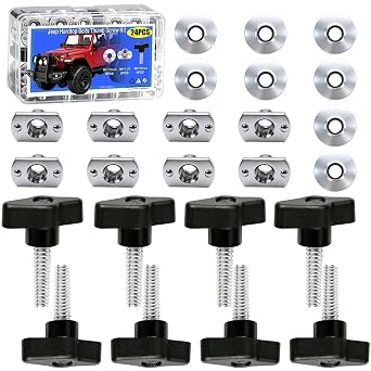 Universal Hard Top Bolts Thumb Screw Kit, Quick Removal Fastener for Jeep Wrangler YJ TJ JK Unlimited Sahara Rubicon Pack of 8
