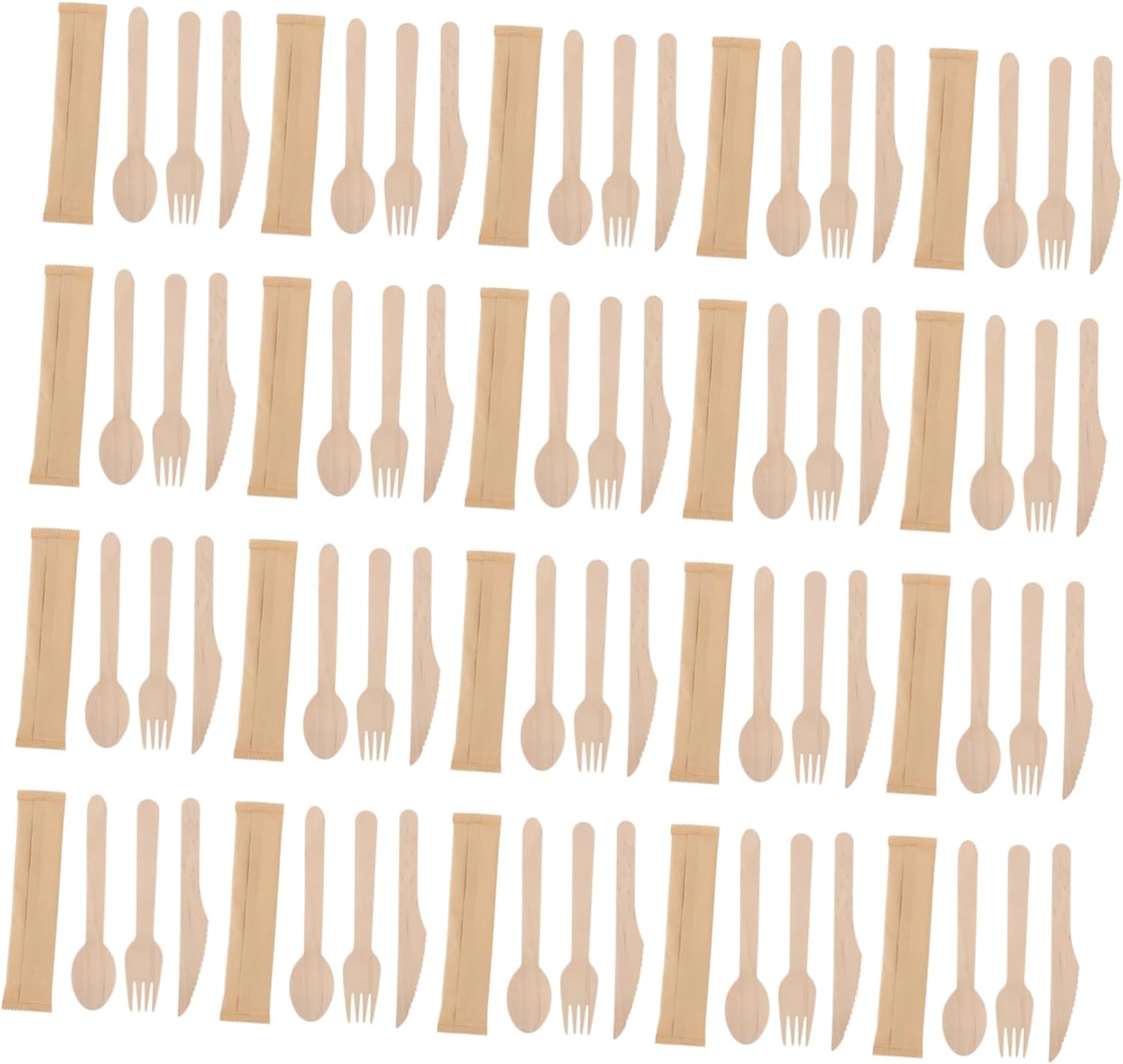 CHILDWEET 20Sets Biodegradable Wooden Cutlery Disposable Utensils for Parties Gatherings and Events Comfortable to Hold No Rough Edges Convenient Tableware