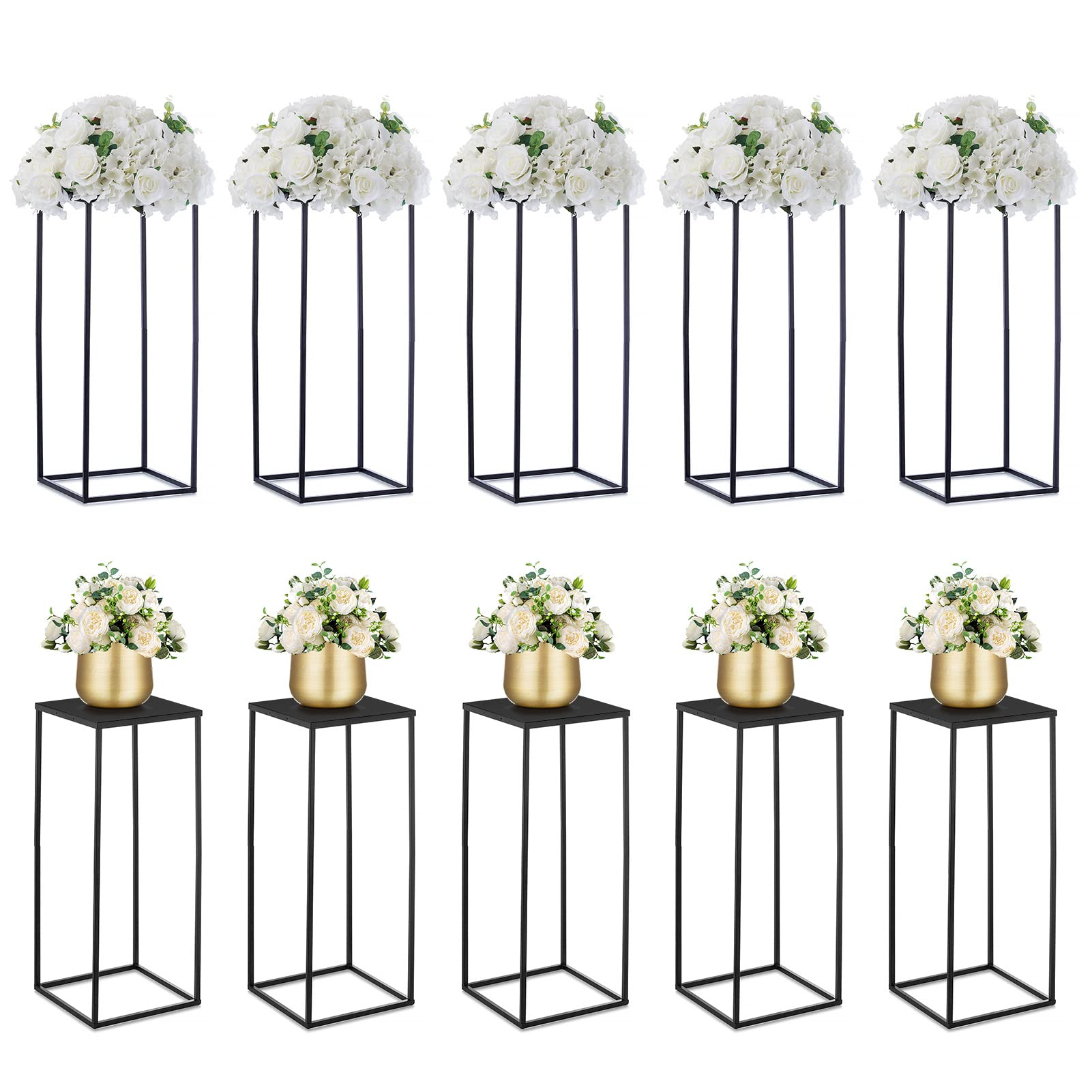 Photo 1 of NUPTIO Black Geometric Flower Vases for Centerpieces, 23.6" Tall, 10 Pcs