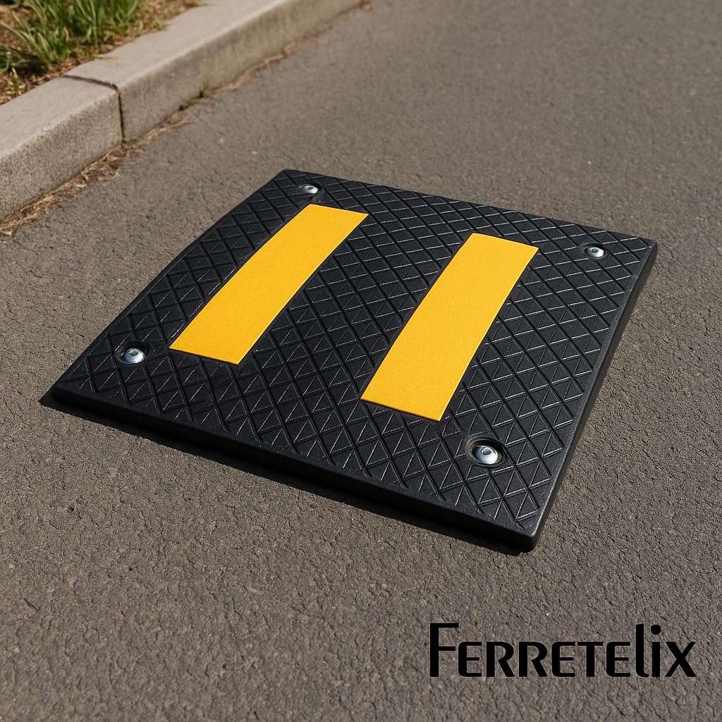 Ferretelix Badén reductor de velocidad de calle 50cm x 50cm x 5cm. Incluye tornillería